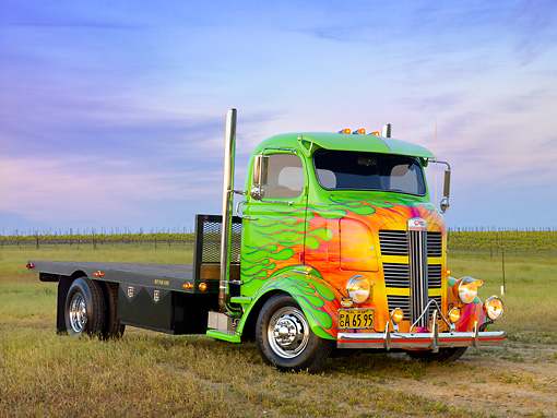 green flatbed truck