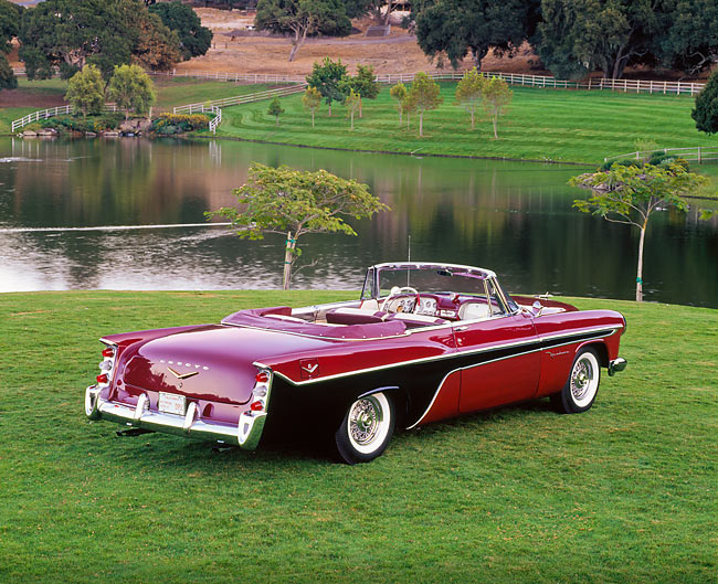 1956 DeSoto Firedome Convertible Burgundy 3/4 Rear View | Kimballstock